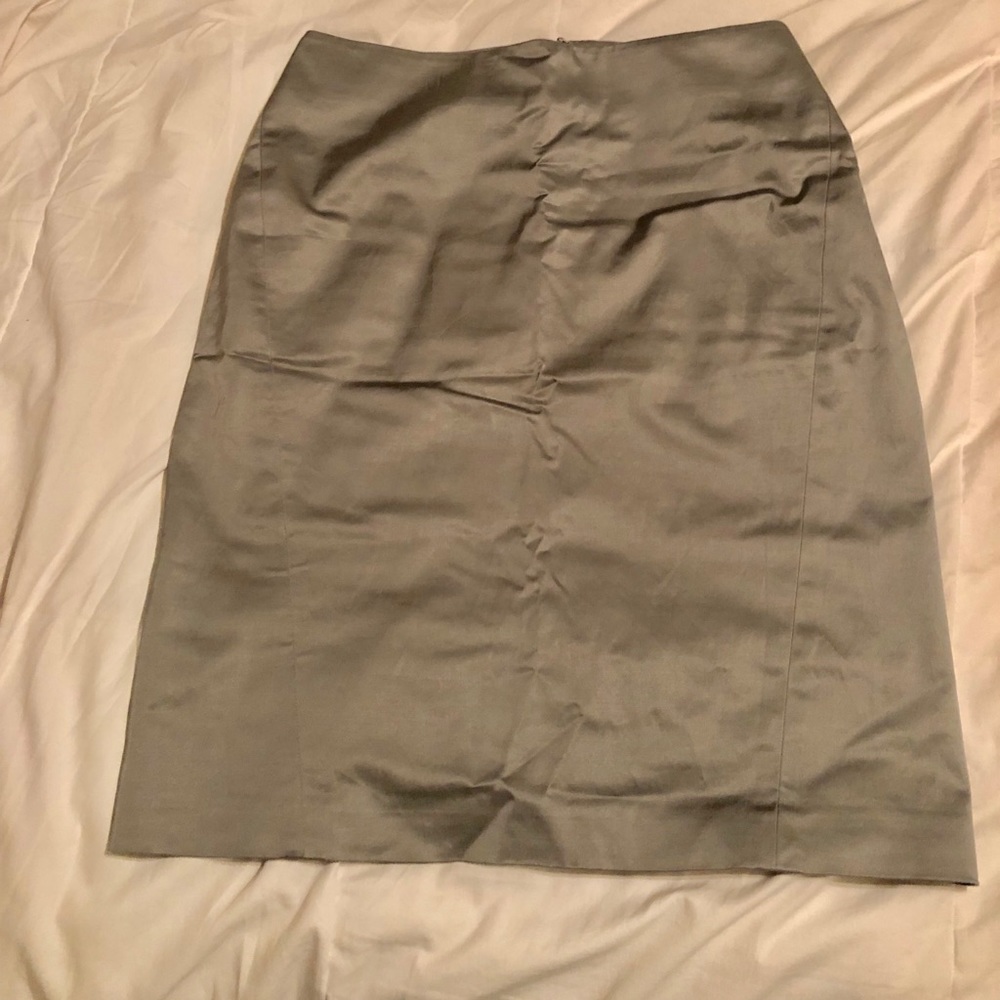 Ann Taylor Silver Silk Pencil Skirt